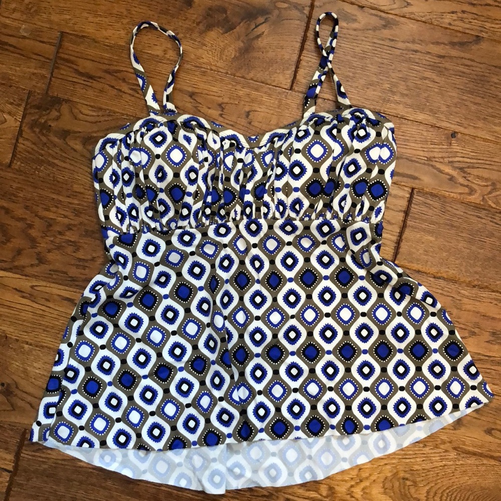 JC Penney brand blue and white tankini size 10